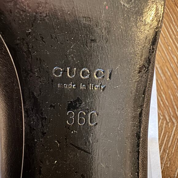 Gucci Black Leather Pumps Horsebit Pointed Toe Size 36C - Picture 11 of 14